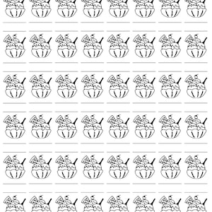 May include: Black and white color swatch test with the text "COLOR SWATCH WITH BLACK LINE TEST". The image features rows of ice cream sundae illustrations with spaces for color testing. The bottom right corner has the text "48 colors".