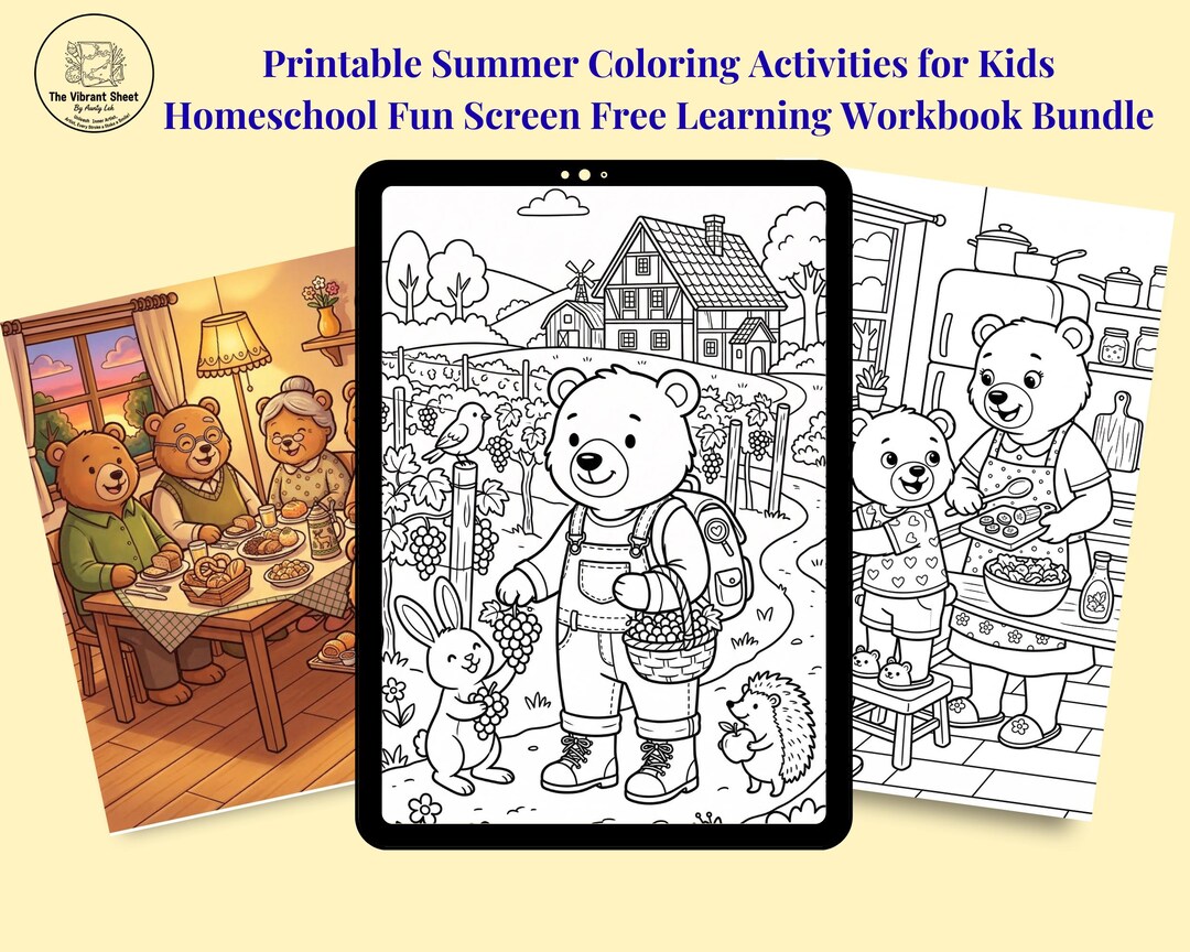 Printable Summer Coloring Activities for Kids Homeschool Fun Screen ...