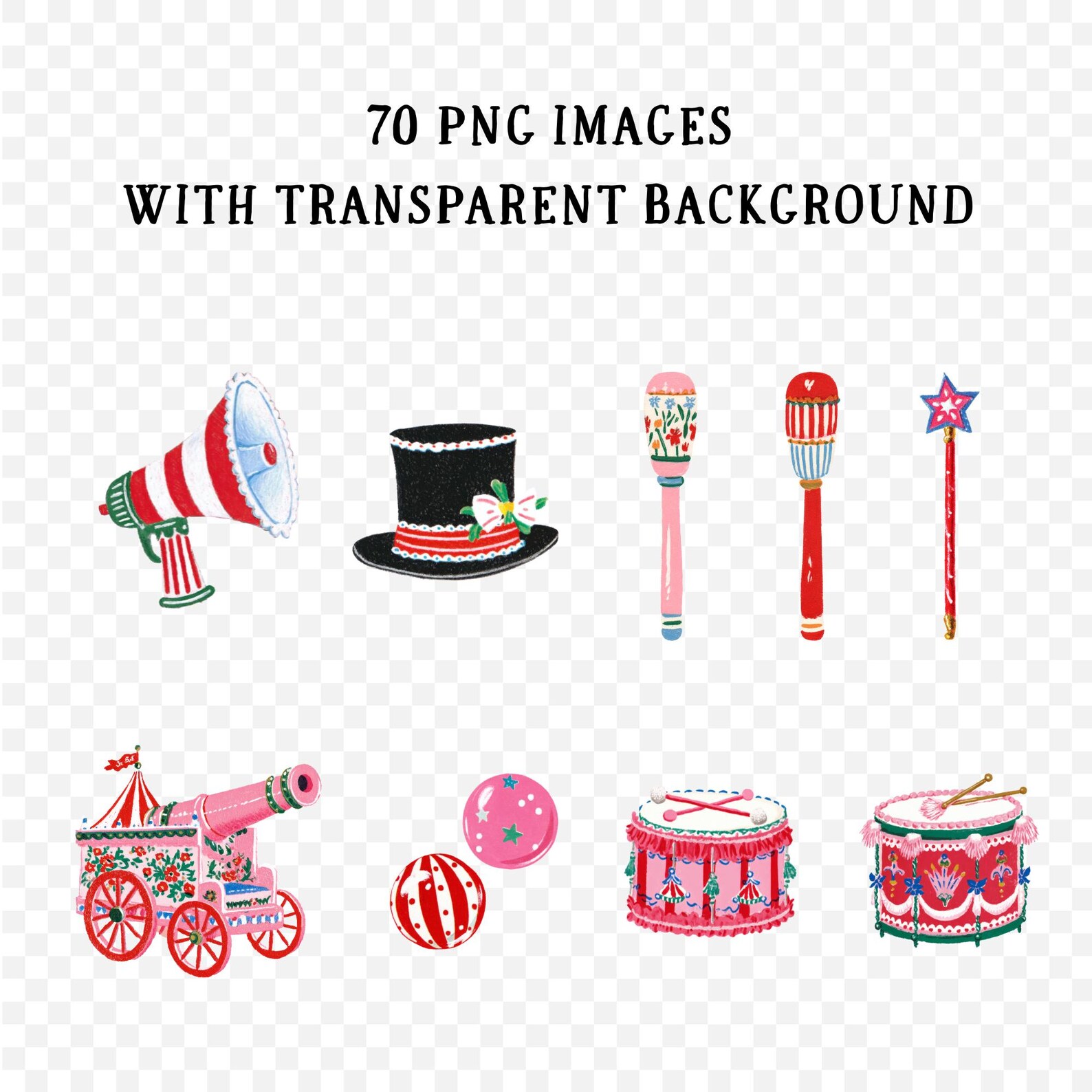 Vintage Circus Clipart Bundle | Retro Carnival PNG Graphics (digital ...
