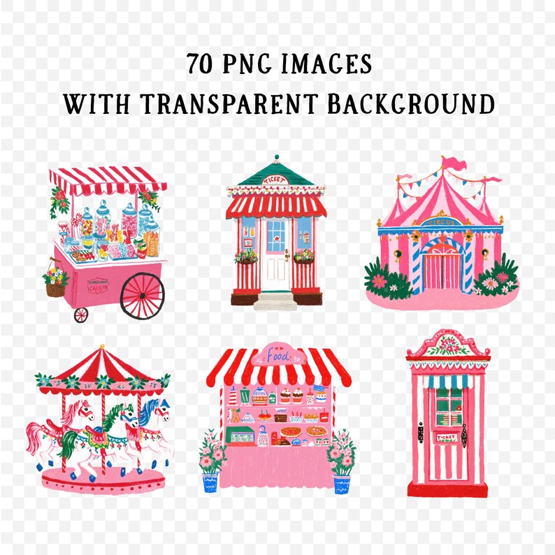 Vintage Circus Clipart Bundle | Retro Carnival PNG Graphics (digital ...