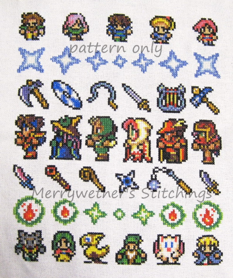 Final Fantasy Band Sampler Cross Stitch PATTERN image 1