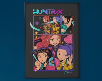 Poster Chasseur de démons Huntrix KPOP pour enfants |  Poster KPOP pour adolescents | Poster Huntr/x Girls | Affiche Mira Rumi Zoey pour chambre à coucher