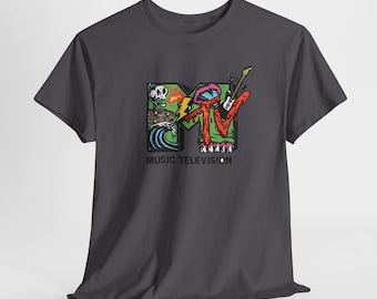 Camiseta com estampa de grafite do logo da MTV | Camiseta retrô da MTV dos anos 90