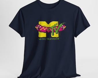 Logo MTV avec t-shirt graphique original | T-shirt de télévision de musique rétro des années 90