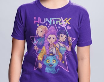 Chemise KPOP Huntrx pour enfants - Chemise chasseurs de démons - Filles Huntr/x - Chemise Mira Rumi Zoey Kawaii