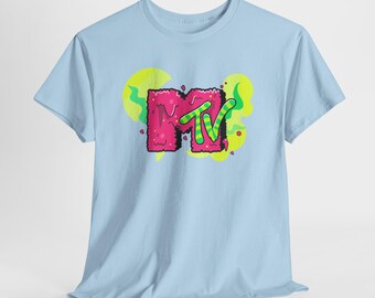 T-shirt logo MTV graffiti rétro | T-shirt Vaporwave des années 90