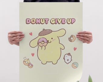 Donut PomPomPurin affiche de Zazzle.be Liste d'envies Vous avez des idées ? Poster « Don't Give Up » positif pour les enfants | Poster Personnage Sanrio pour chambre d'enfant Poster