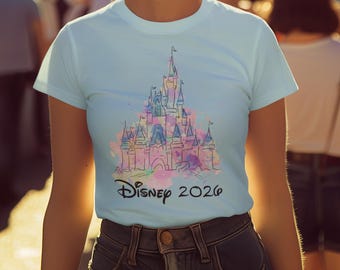 Chemise Château Disney | T-shirt contour Mickey | T-shirt Disneyland | T-shirt Disney Magic Kingdom Disney anniversaire voyage 2026