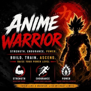 Anime Workout Program Beginner Fitness Plan Printable 8 Week Planner Home gym Exercise Routine Guide Strength Training Bodyweight Challenge