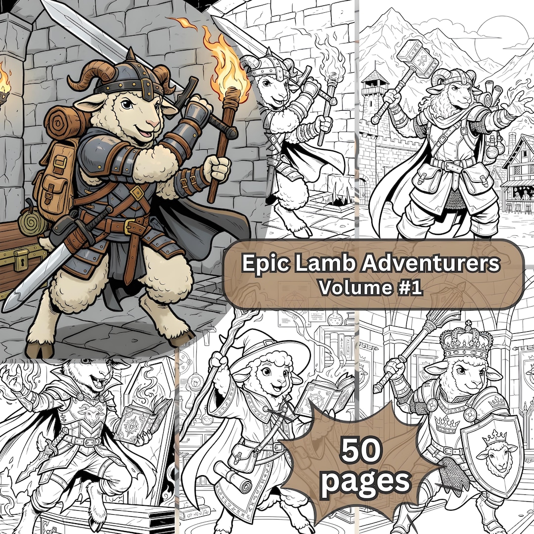 Rpg Color Picture Epic Sheep RPG Coloring Book: 50 Fantasy Farm Animal Pages for Kids and ...