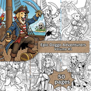Livro de colorir de cachorros, 50 páginas, livro de colorir para adultos, presente para amantes de cães, Corgi, Golden Retriever, Pastor Alemão, iPad, crianças, cães de RPG