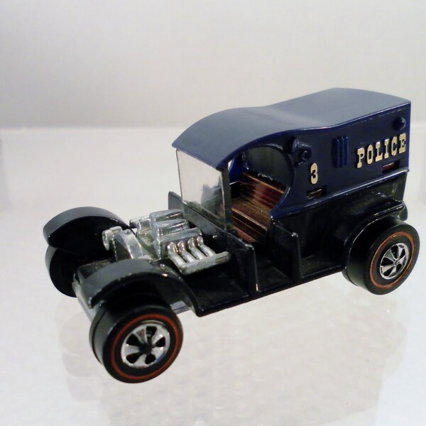 Vintage 1970 Hotwheel's Redline Blue Gold Police Paddy Wagon Diecast Car