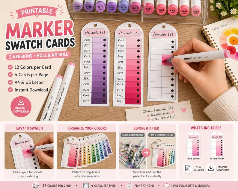 Blank Color Swatch Cards Printable, Marker Swatch Chart Template ...