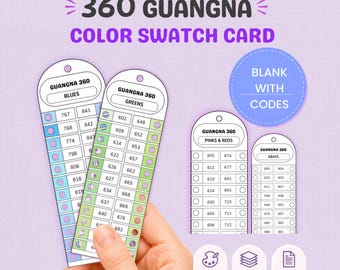 Guangna 360 Color Swatch Card Printable, Blank Marker Swatch Chart, Color Code Tracker PDF, A4 US Letter