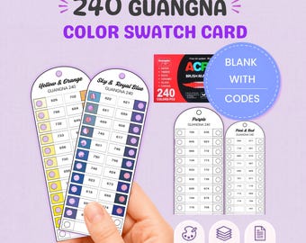 Guangna 240 Color Swatch Card Printable, Acrylic Brush Marker Swatch Chart, Paint Pen Color Organizer PDF A4 US Letter