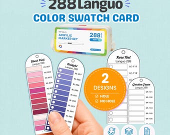 Languo 288 Color Swatch Card Printable/ With Hole and Without Hole, Acrylic Marker Swatch Chart, Paint Pen Color Organizer, PDF A4 US Letter