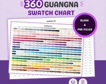 Guangna 360 Swatch Chart Printable, Acrylic Marker Color Chart PDF, Blank and Pre-filled Color Tracker A4 US Letter
