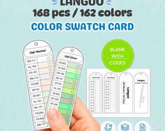 Languo 162 Color Swatch Card Printable, 168 Gel Marker Swatch Chart, Paint Pen Color Organizer PDF A4 US Letter