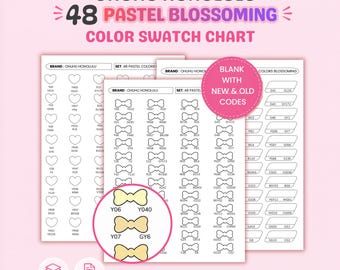 Ohuhu Honolulu Swatch Chart, 48 Pastel Blossoming Color Chart Printable PDF, Alcohol Marker Swatch Sheet, Cute Color Test Page