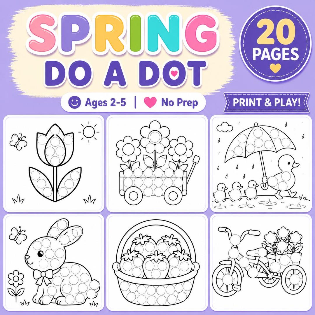 Spring Dot Marker Printable, Do A Dot Worksheets for Toddlers ...