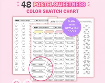 Ohuhu Honolulu Pastel Color Swatch Chart Printable PDF, 48 Sweetness Marker Sheet, A4 Letter Coloring Tracker, Blank Codes, Instant Download