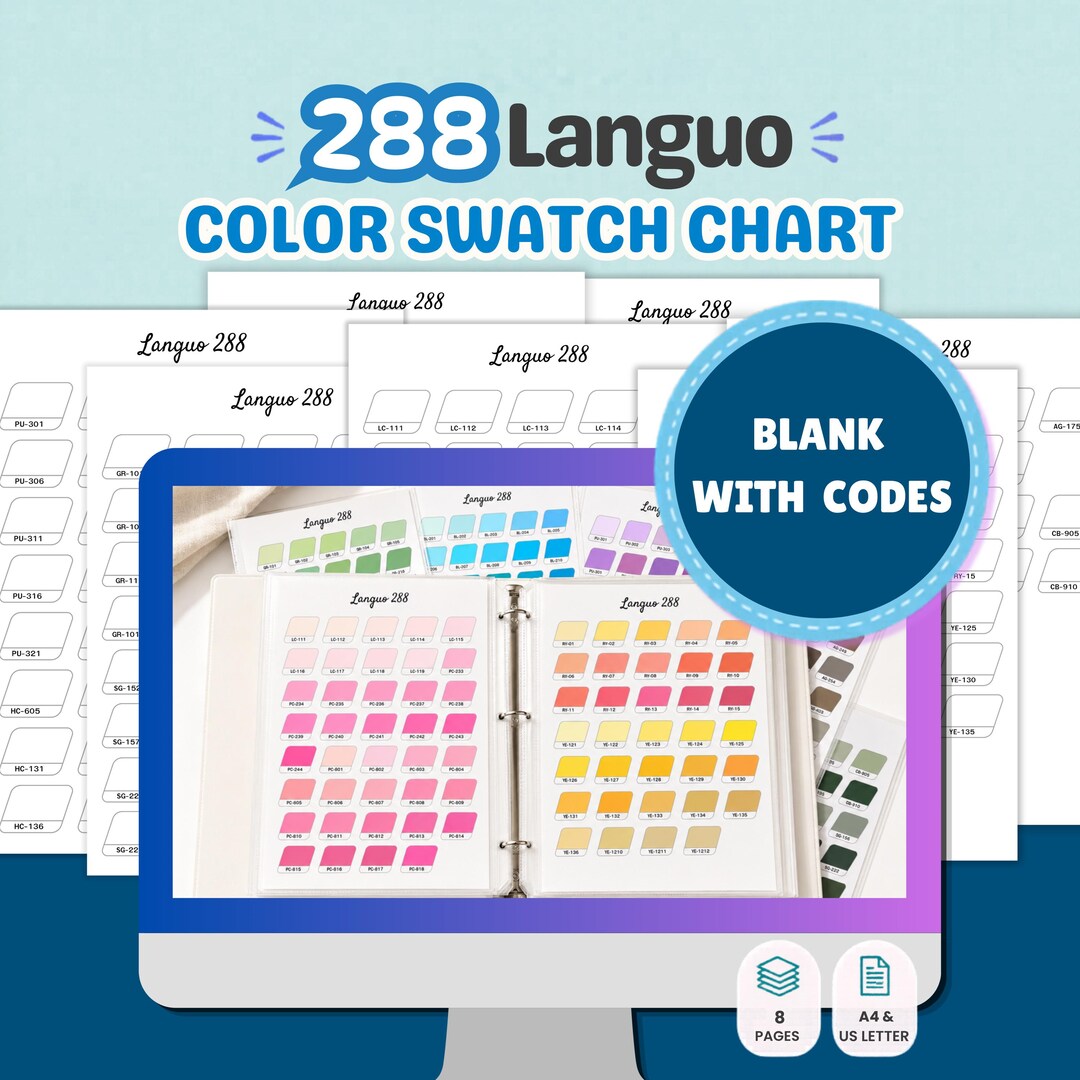 Languo 288 Color Swatch Chart Printable, Marker Swatch Sheet PDF, Blank ...