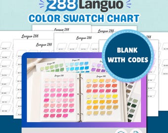 Languo 288 Color Swatch Chart Printable, Marker Swatch Sheet PDF, Blank Color Chart with Codes, A4 US Letter