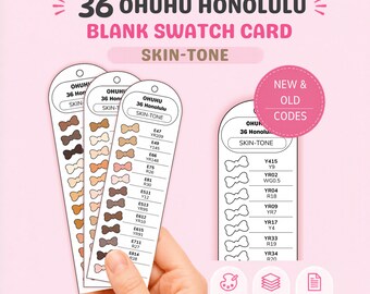 Ohuhu Honolulu Swatch Card Printable, 36 Skin Tones Blank Color Chart, Alcohol Marker Swatch Sheet, A4 US Letter PDF