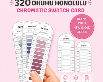 Ohuhu Honolulu 320 Chromatic Swatch Card Printable, Alcohol Marker Swatch Card, Blank New and Old Codes Marker Sheet PDF