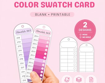 Blank Color Swatch Cards Printable, Marker Swatch Chart Template, Colored Pencil Color Chart, DIY Color Reference Sheet PDF