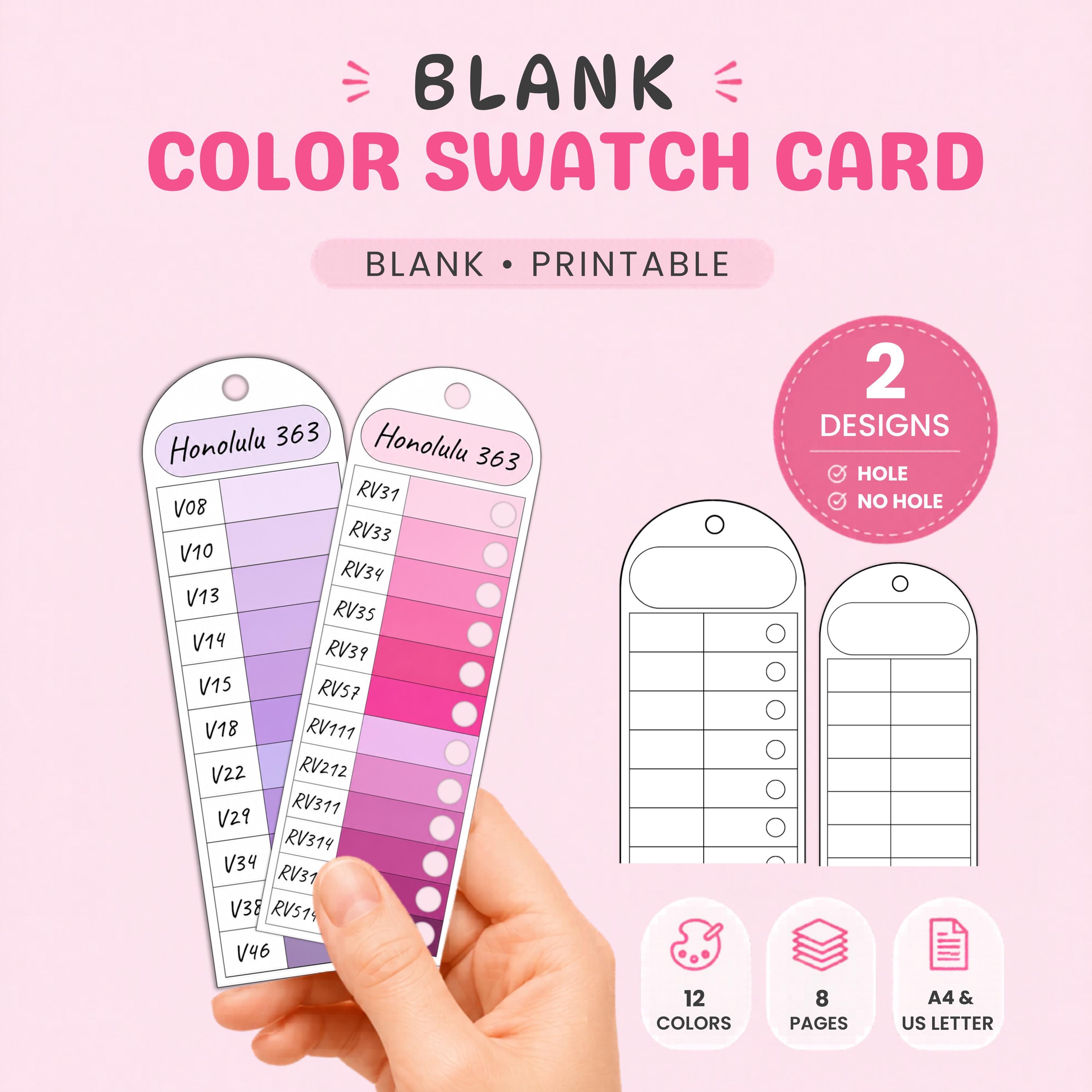 Colorful Reference Sheet Example Blank Color Swatch Cards Printable, Marker Swatch Chart Template ...