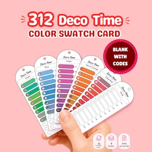 Decotime 312 Color Swatch Card Printable, Alcohol Marker Swatch Chart PDF, Color Code Tracker with Hole A4 US Letter