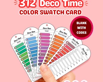 Decotime 312 Color Swatch Card Printable, Alcohol Marker Swatch Chart PDF, Color Code Tracker with Hole A4 US Letter