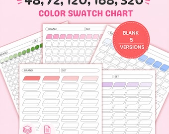 Color Swatch Chart Printable, Blank Marker Tracker Sheet, Pen & Pencil Color Chart, 48 72 120 168 320 Colors, Instant Download