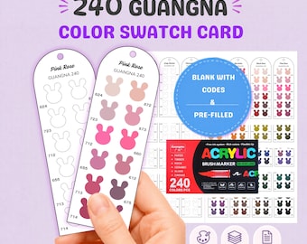 Guangna 240 Bunny Color Swatch Card Printable, Acrylic Brush Marker Chart, Pre-filled Paint Pen Organizer PDF