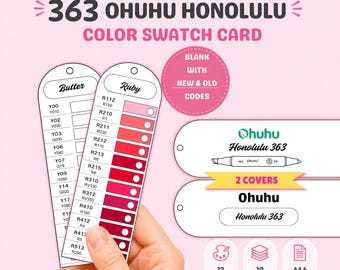 Ohuhu Honolulu 363 Color Swatch Card Printable (With New and Old Code), Alcohol Marker Color Chart, Digital Download, Blank Swatch Template
