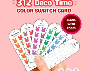 Decotime 312 Color Swatch Chart PDF, Printable Bunny Alcohol Marker Card, Color Code Tracker with Hole A4 US Letter