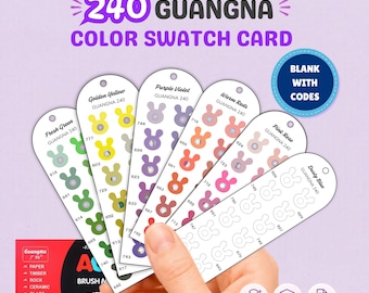 Guangna 240 Color Swatch Card Printable, Acrylic Brush Marker Chart PDF, Blank Color Code Tracker A4 US Letter