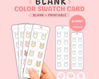 Blank Color Swatch Cards Printable, Marker Swatch Chart Template, Bunny Swatch, Colored Pencil Color Chart, DIY Color Reference Sheet PDF
