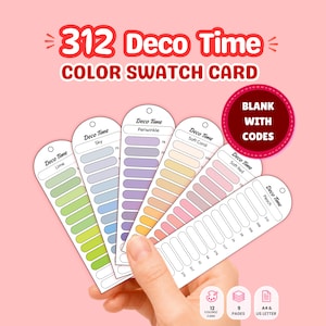 Decotime 312 Color Swatch Card Printable, Alcohol Marker Chart PDF, Blank Color Code Tracker Without Hole A4 US Letter