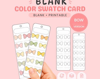 Blank Color Swatch Card Printable, Cute Bow Marker Chart PDF, Color Testing Sheet, A4 Letter Download