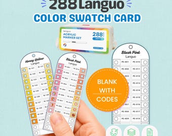 Languo 288 Color Swatch Card Printable, Acrylic Marker Swatch Chart PDF, Blank Color Chart with Codes, A4 US Letter