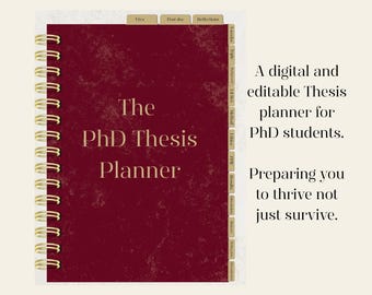 PhD Thesis Planner | Digital Dissertation Planner for PhD Students | Chapter Templates, Writing Sprints, Checklist, Viva Prep