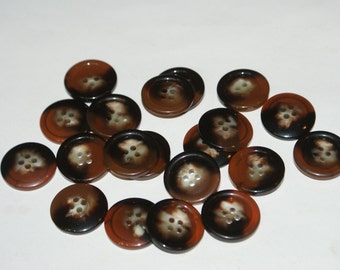 20  Brown and Cream Four Hole Buttons  7/8 Lot 1096