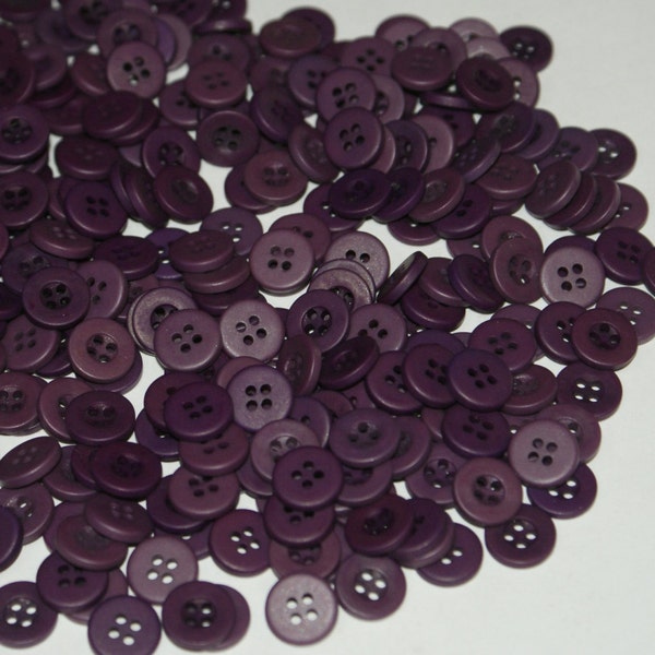 Vintage Bulk 200 Matching Small Dark Plum Purple colored  4 Hole Buttons 1/2"  Lot 909B  Small shirt buttons