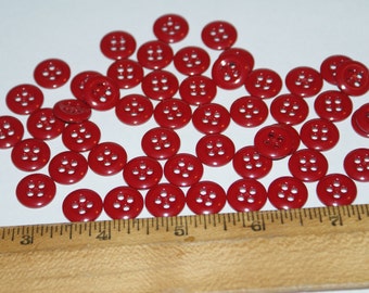 Vintage 50  Shiny Red 9/16 inch Buttons 4 Hole Matching, Lot 1678 Red shirt buttons