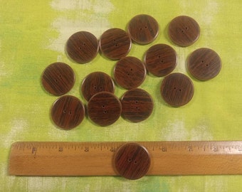 Vintage 14 Matching Wooden Coat Buttons 1 3/8" ,Over Size Coat buttons, Lot # 2489 Upcycle Buttons , Look Like New, Large 2 hole buttons