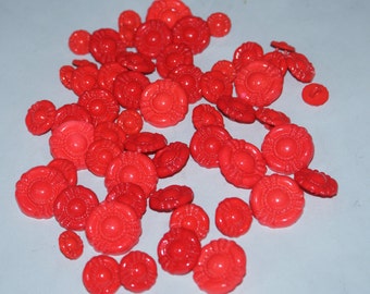 Fancy 50  Orange Colored Shank  Buttons  Plastic 1/2 to 1" , Lot 1356