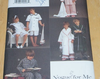 Retired UNCUT Vogue for ME Childs and Girls  Sleepwear Robe Pattern 9109  Size5 - 6 - 6X Easy sewing pattern, Top, Shorts, Pants, Robe