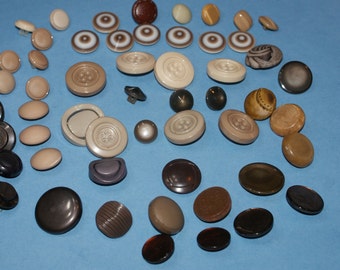 Vintage 55 Shades of Browns Shank Buttons 1/2"to 1 1/16 , Lot 824